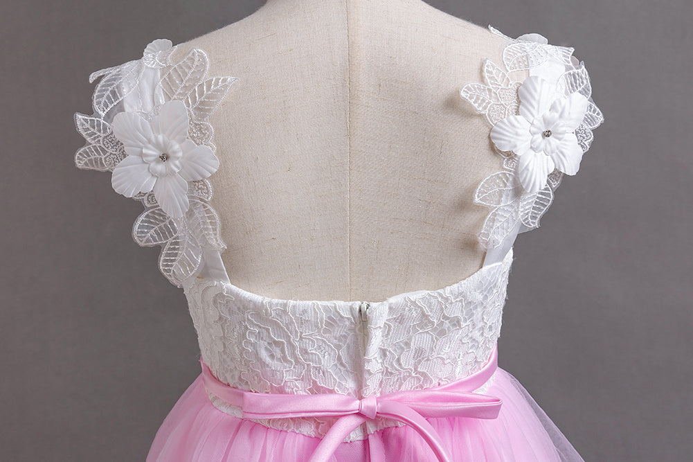 Girls Pink Self Design Maxi Dress