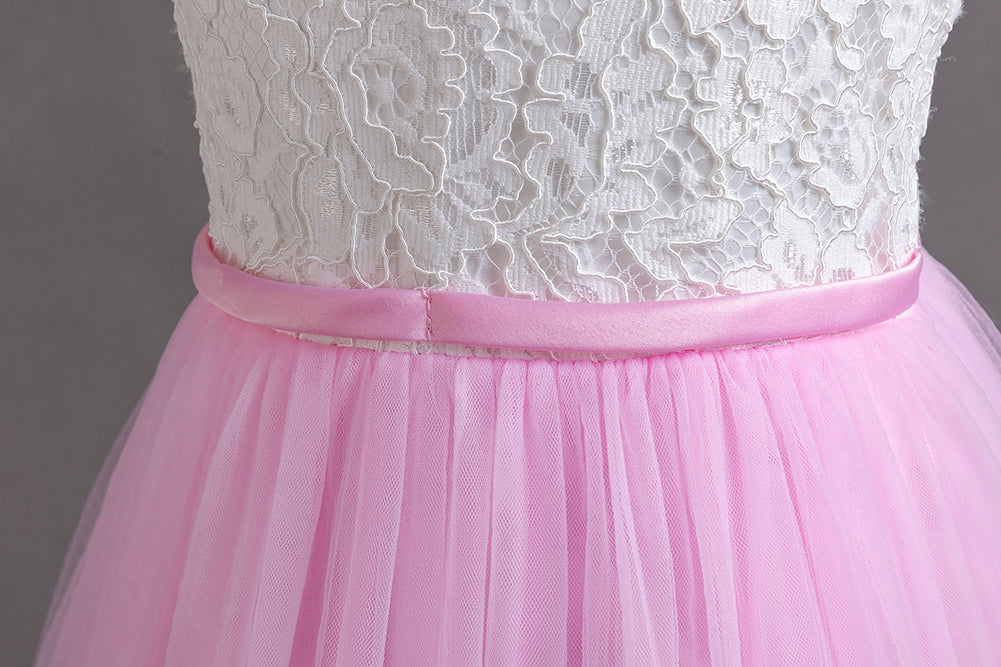 Girls Pink Self Design Maxi Dress