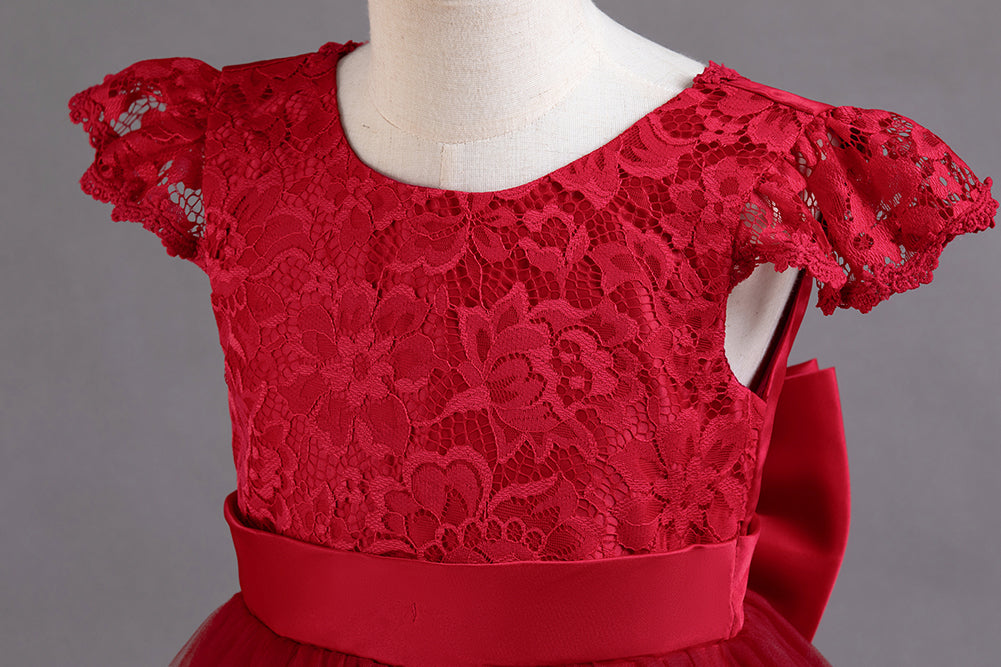 Girls Maroon Self Design Maxi Dress