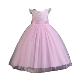 Girls Pink Self Design Maxi Gown Dress