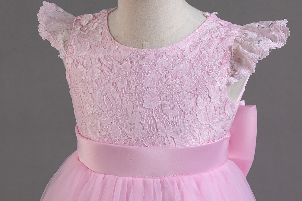 Girls Pink Self Design Maxi Gown Dress