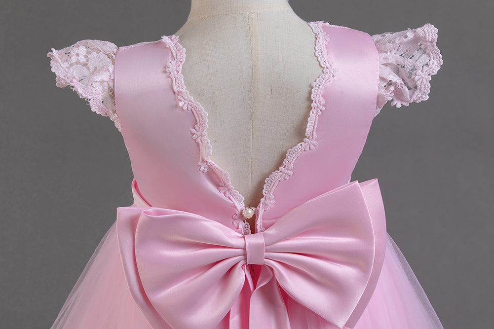 Girls Pink Self Design Maxi Gown Dress
