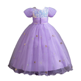 Girls Embellished Puff Sleeves Fit & Flare Dress