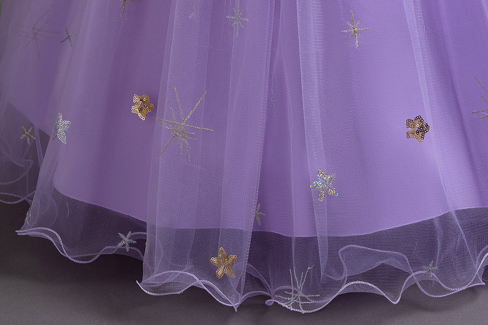 Girls Embellished Puff Sleeves Fit & Flare Dress