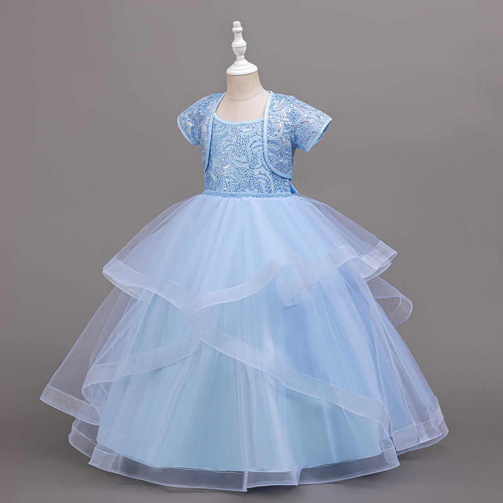 Girls Embellished Bow Detailed Net Tulle Dress