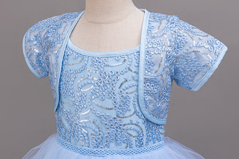 Girls Embellished Bow Detailed Net Tulle Dress