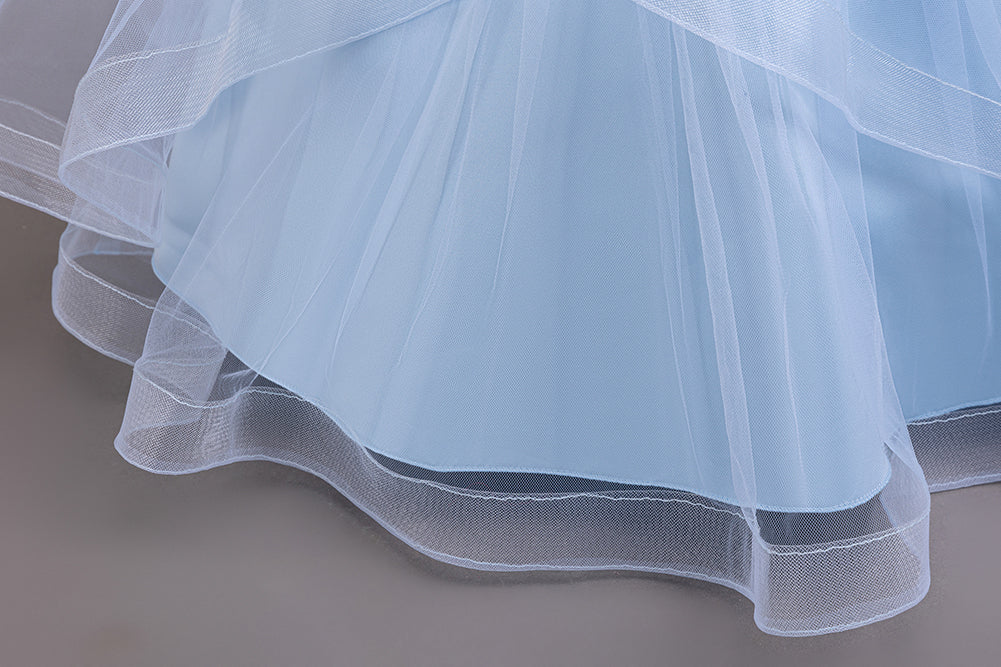 Girls Embellished Bow Detailed Net Tulle Dress