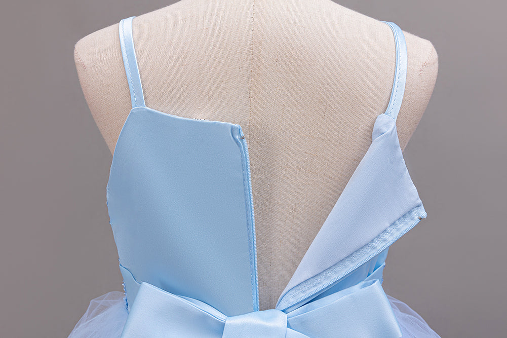 Girls Embellished Bow Detailed Net Tulle Dress