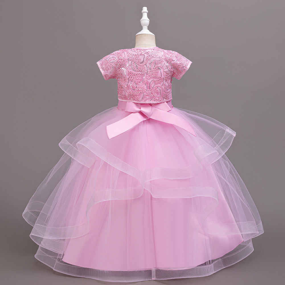 Girls Applique Gown Maxi Dress