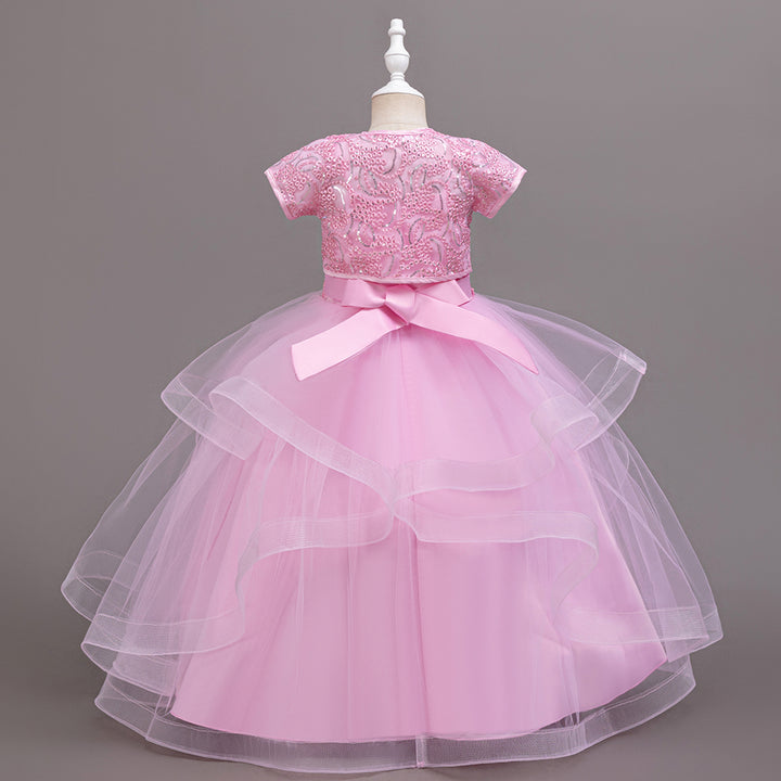 Girls Applique Gown Maxi Dress