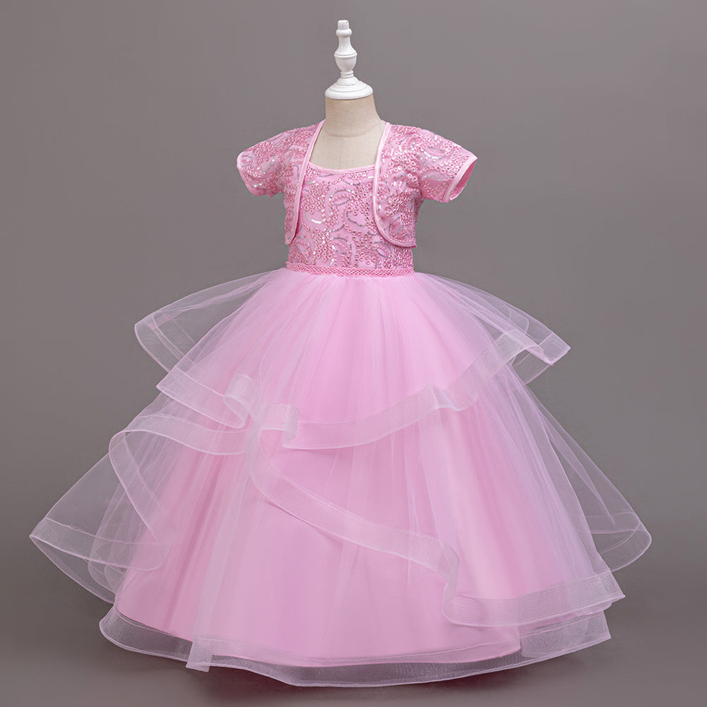 Girls Applique Gown Maxi Dress