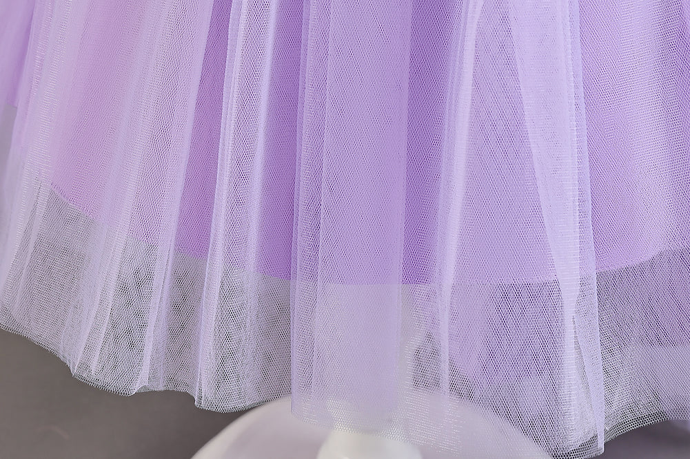 Girls Purple Embellished Sequined Balloon Maxi Dress
