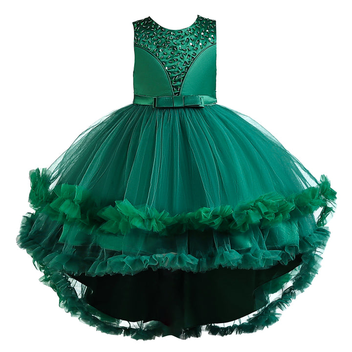 Embellished Ruffled Balloon Midi Dress
