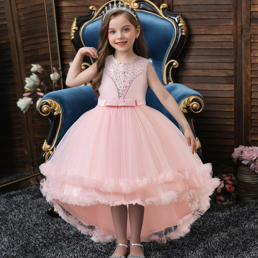 Green Embellished Sleeveless Ruffles Balloon Maxi Dress
