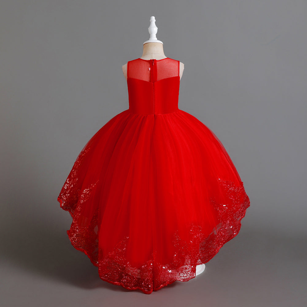 Red Embellished Balloon Maxi Dress