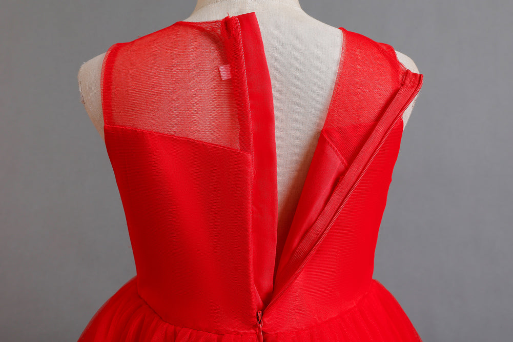 Red Embellished Balloon Maxi Dress