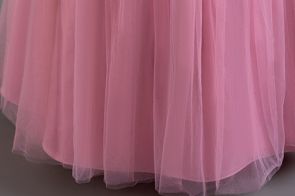 Girls Pink V-Neck Embellished Maxi Dress