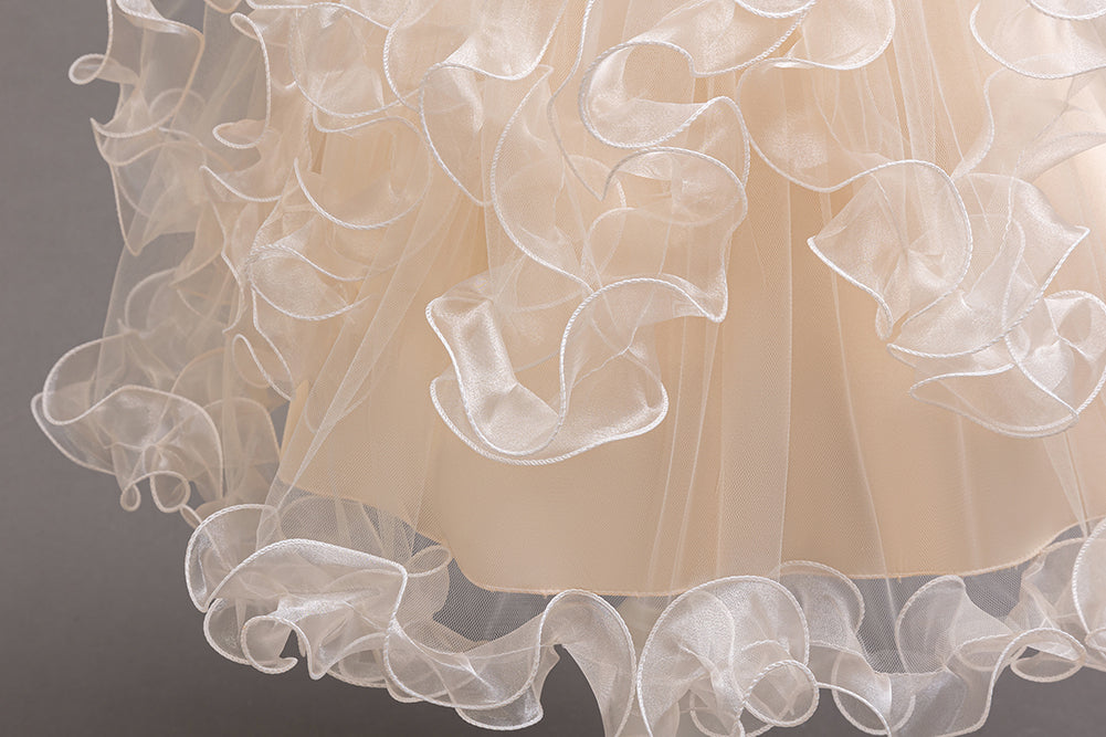 Girls Bow Detail Net Fit & Flare Dress