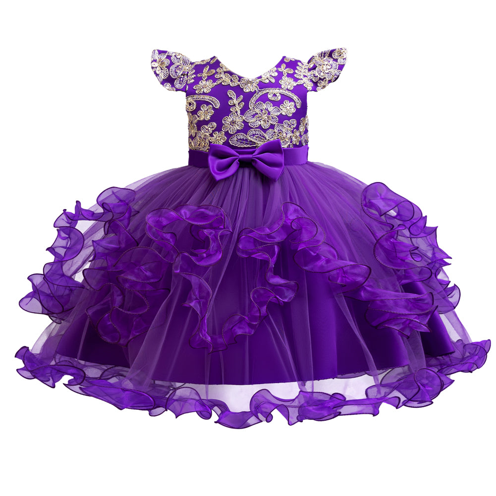 Girl Self Design Cap Sleeves Fit And Flare Dress