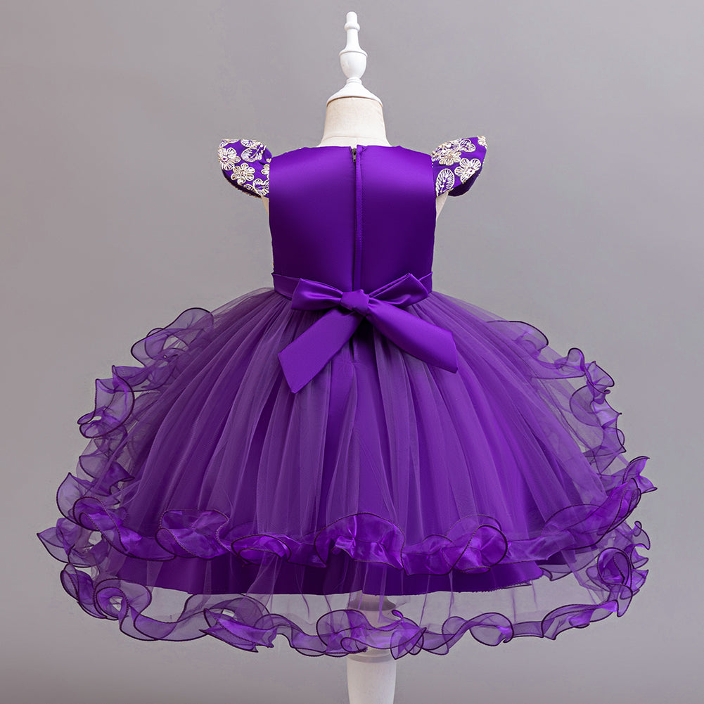 Girl Self Design Cap Sleeves Fit And Flare Dress