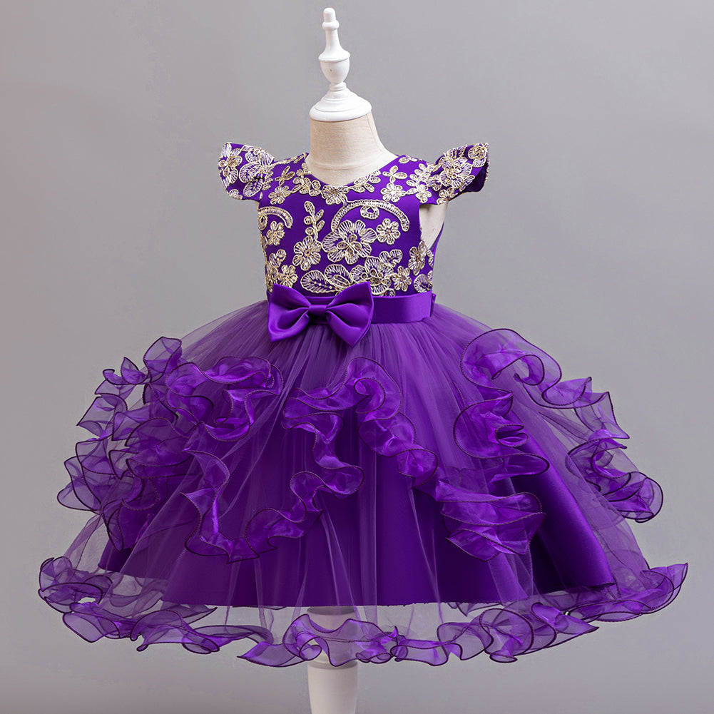 Girl Self Design Cap Sleeves Fit And Flare Dress