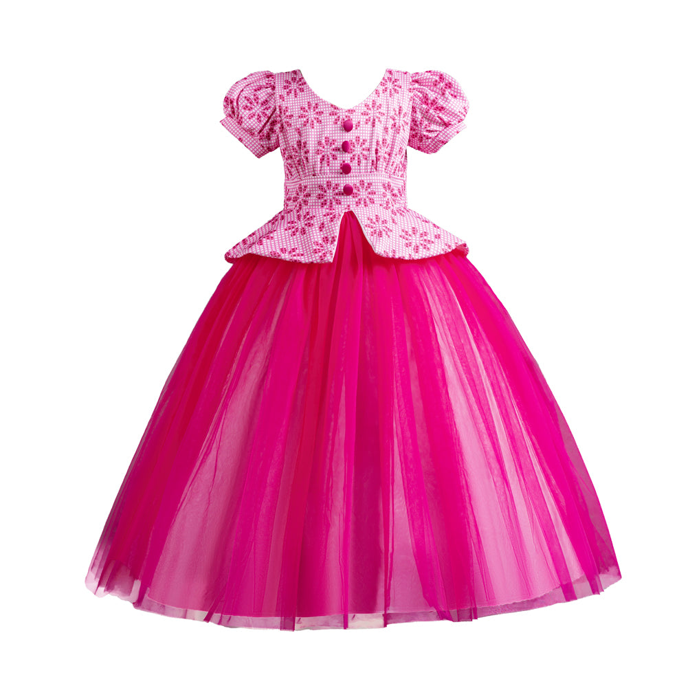 Girls Fuchsia Floral Fit & Flare Maxi Dress