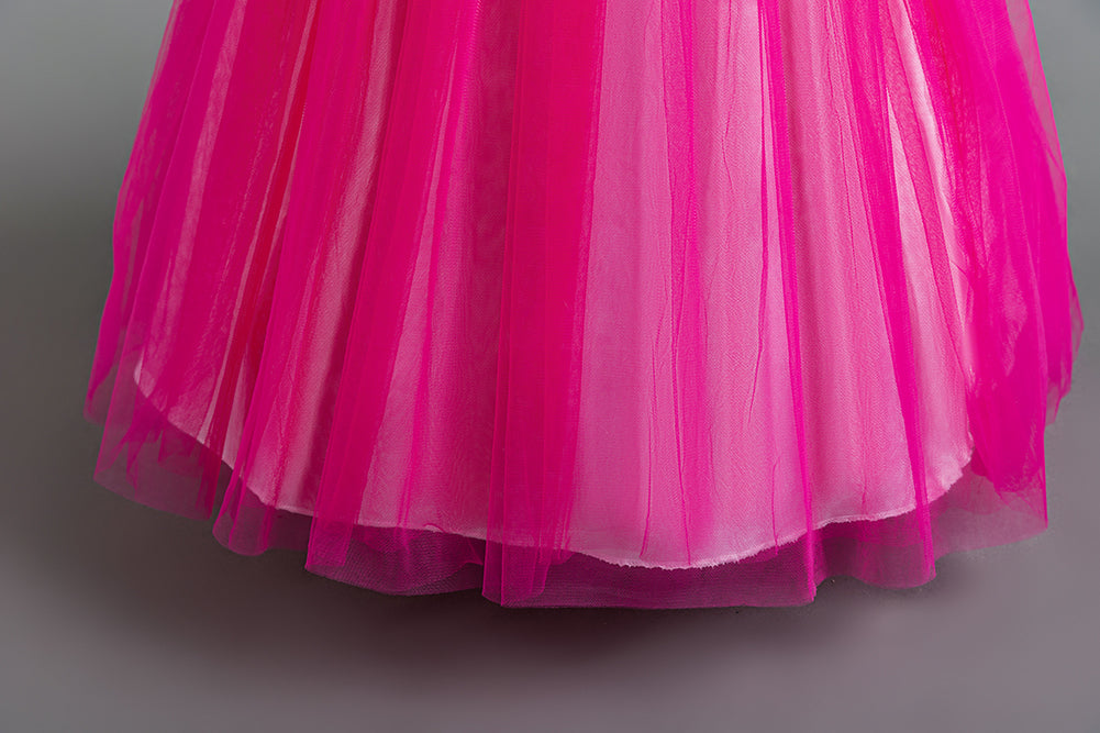 Girls Fuchsia Floral Fit & Flare Maxi Dress