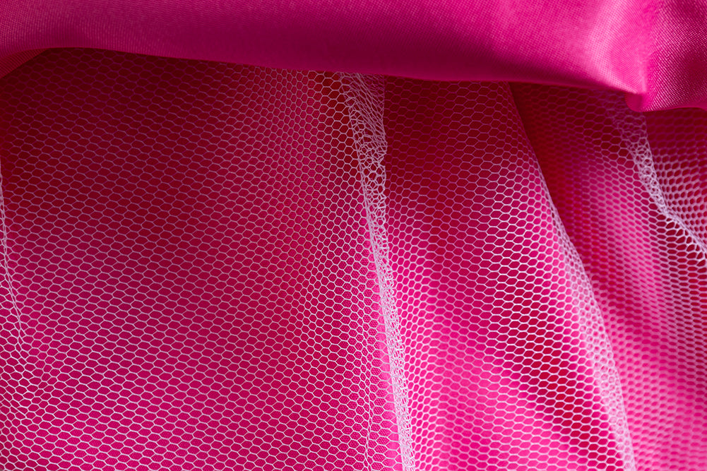 Girls Fuchsia Embellished Layered Fit and Flare Dress