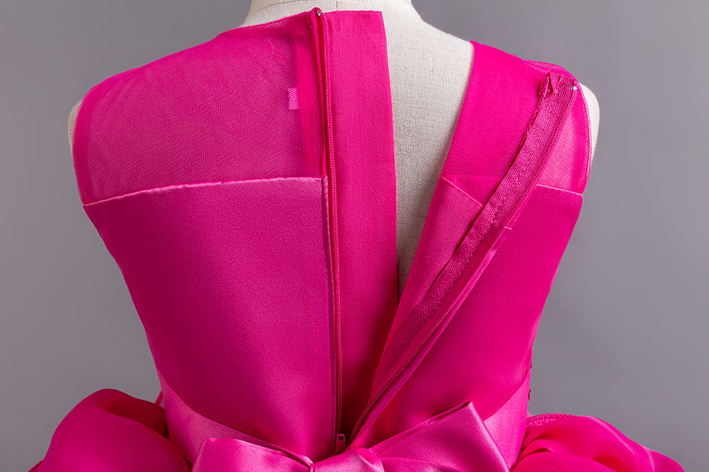 Girls Fuchsia Embellished Layered Fit and Flare Dress
