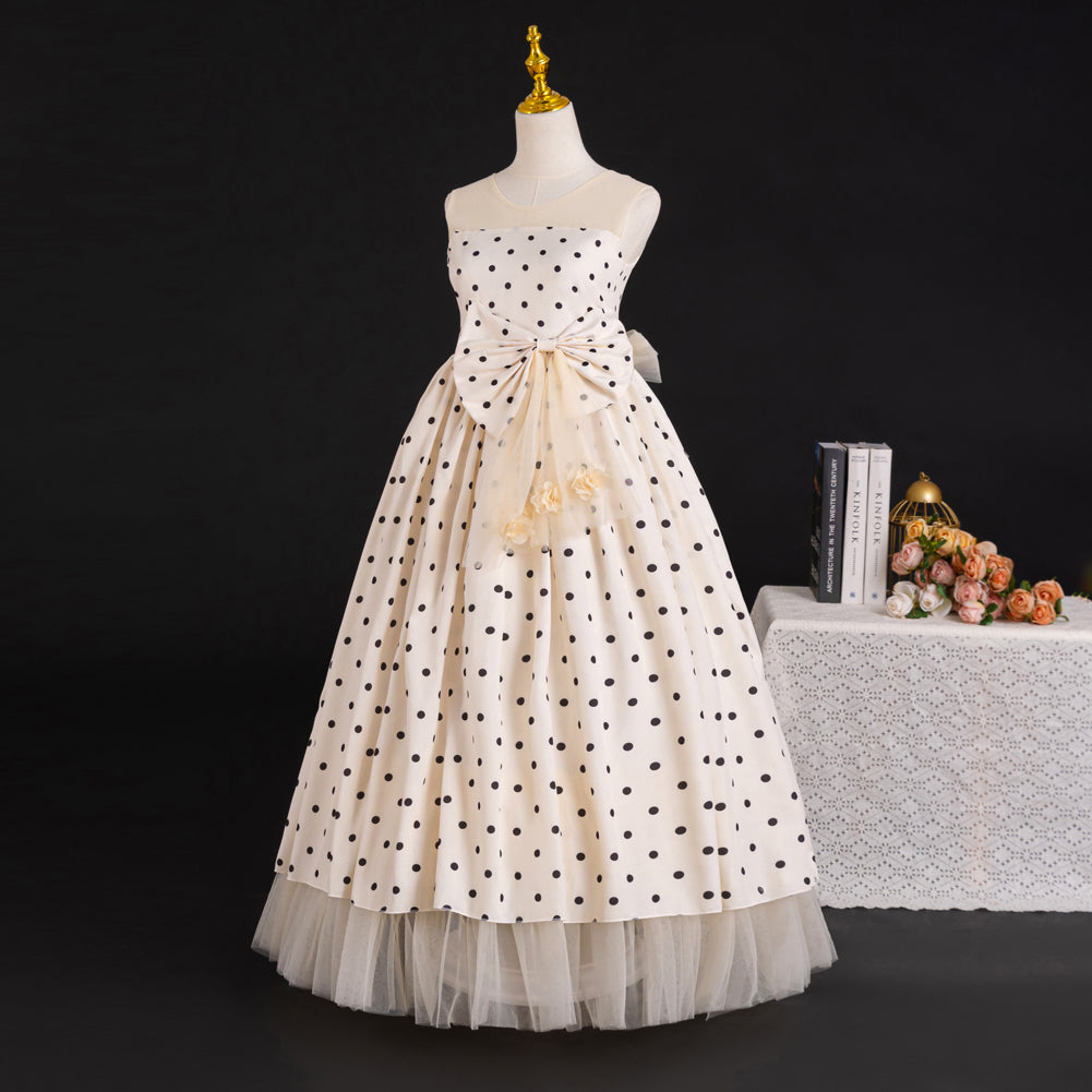 Girls Polka Dot Print Maxi Dress