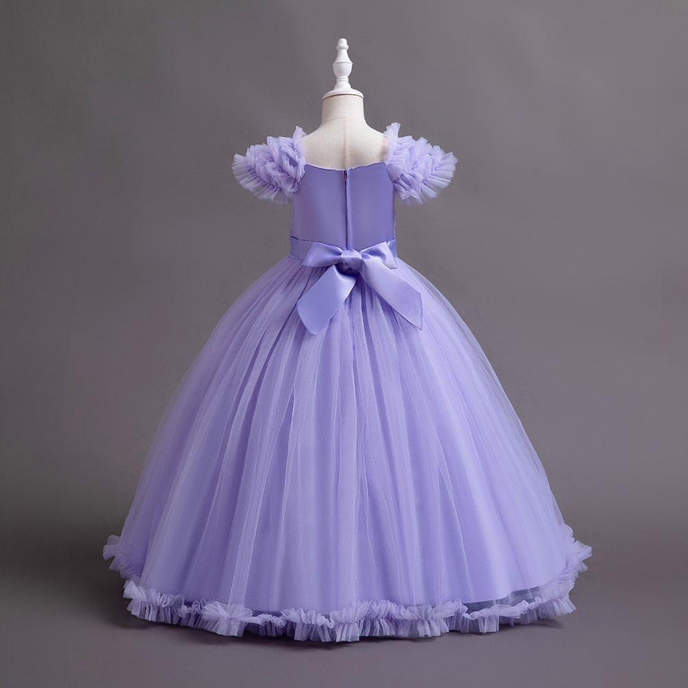 Purple Girls Ruffled Fit and Flare Dress