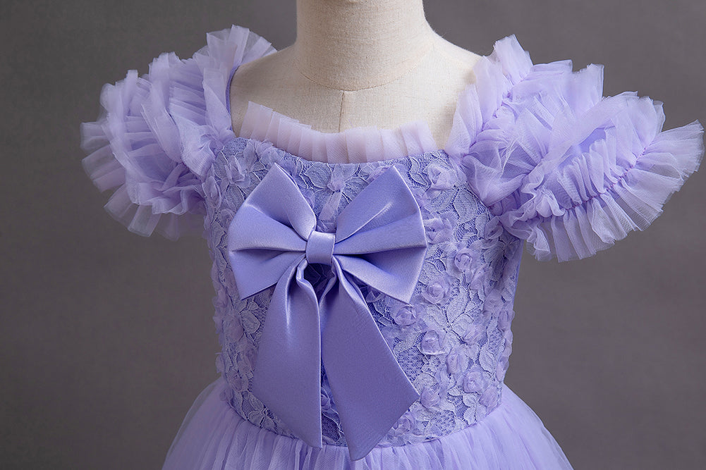 Purple Girls Ruffled Fit and Flare Dress