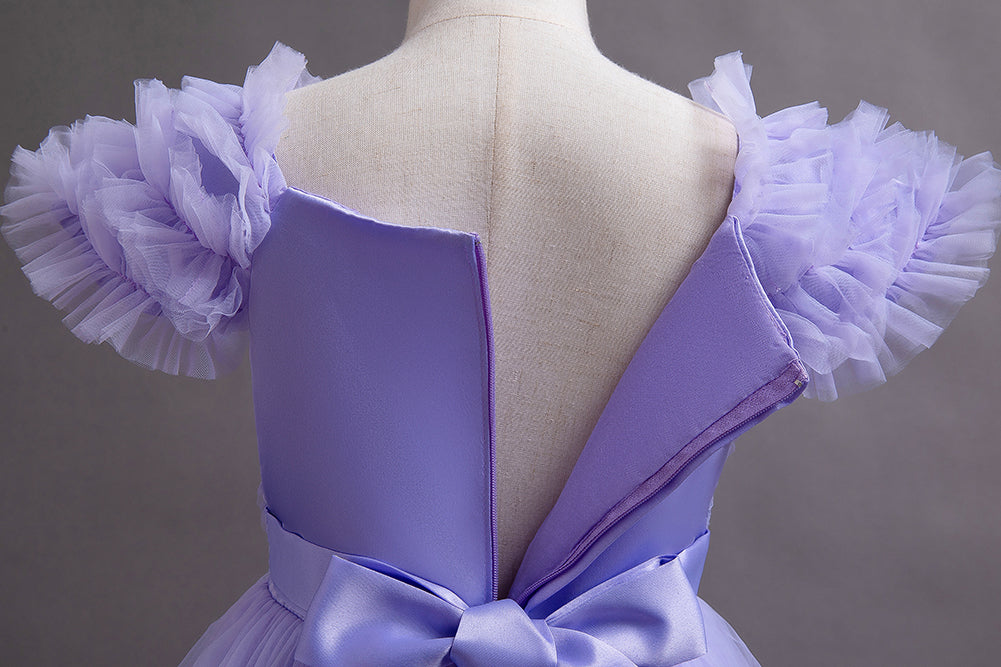 Purple Girls Ruffled Fit and Flare Dress