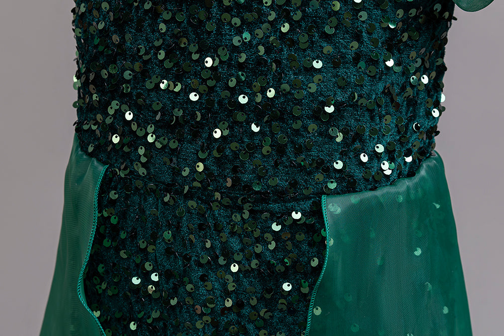 Girls Embellished Shoulder Straps Ruffled Net Maxi Dress