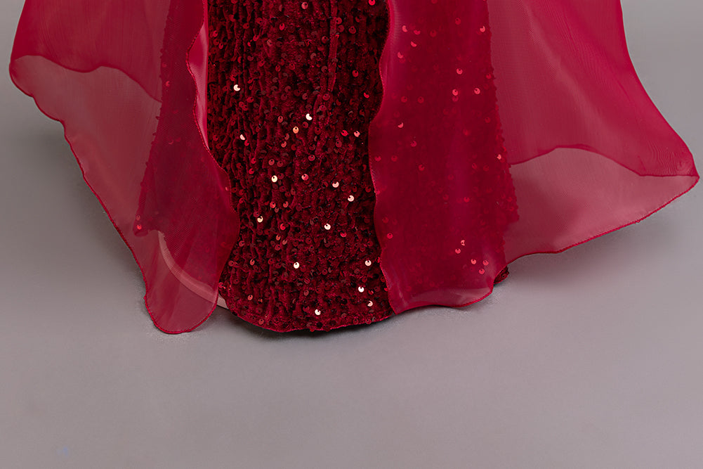 Embellished Puff Sleeve Ruffled Net Maxi Dress