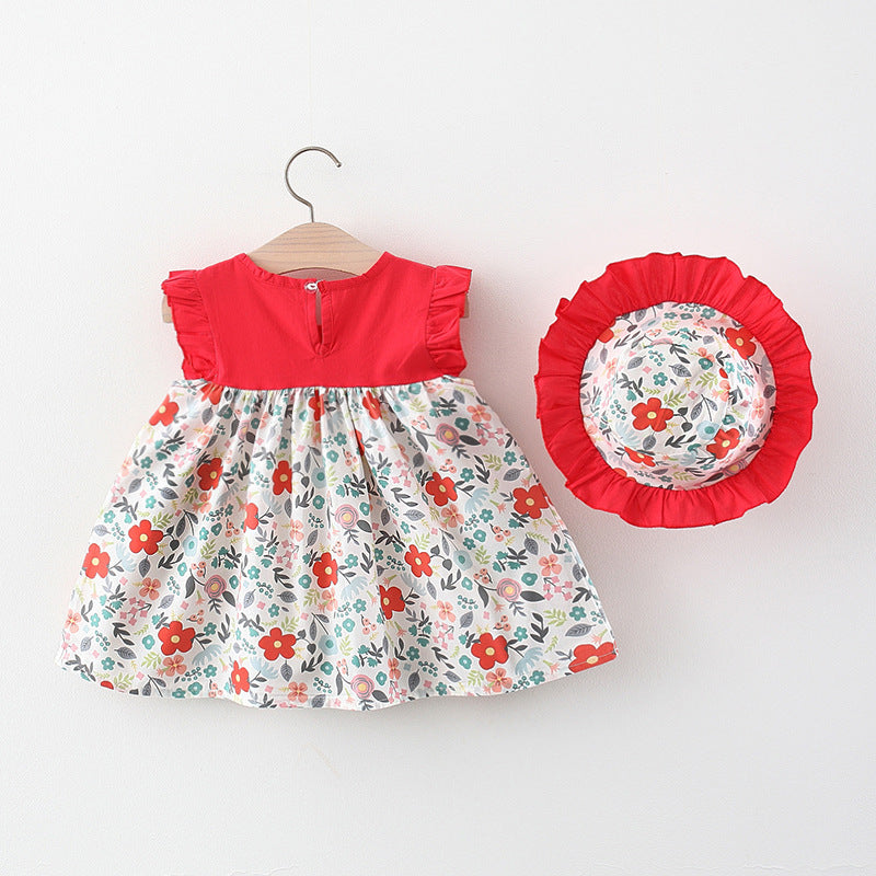 Girls Floral Printed Fit & Flare Mini Dress