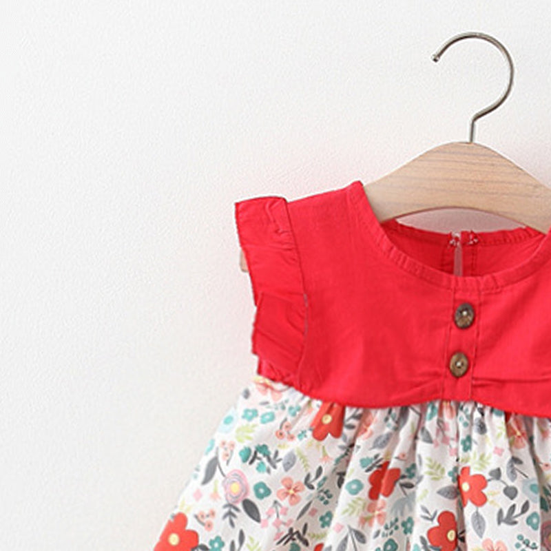 Girls Floral Printed Fit & Flare Mini Dress