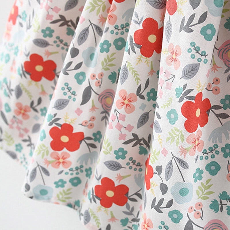 Girls Floral Printed Fit & Flare Mini Dress