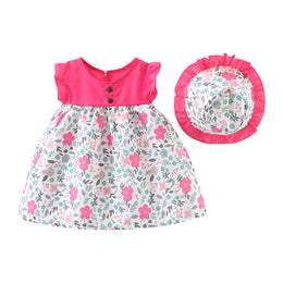 Girls Floral Printed Fit & Flare Mini Dress