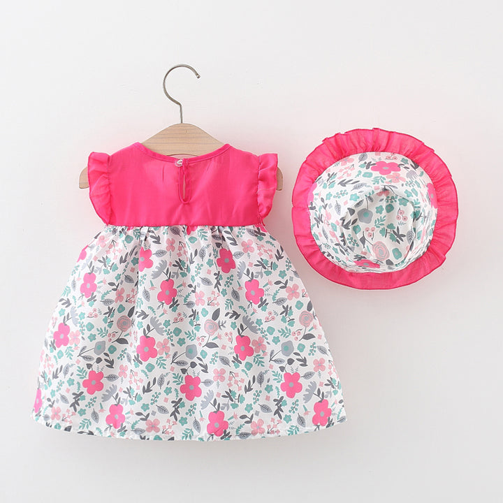 Girls Floral Printed Fit & Flare Mini Dress