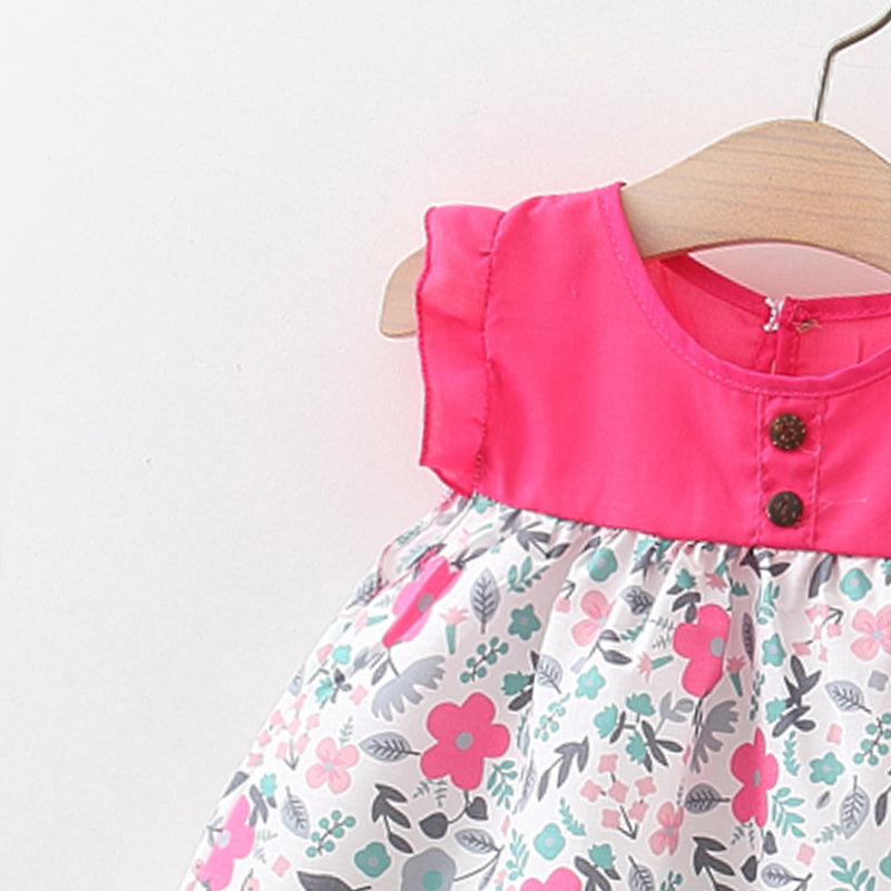 Girls Floral Printed Fit & Flare Mini Dress