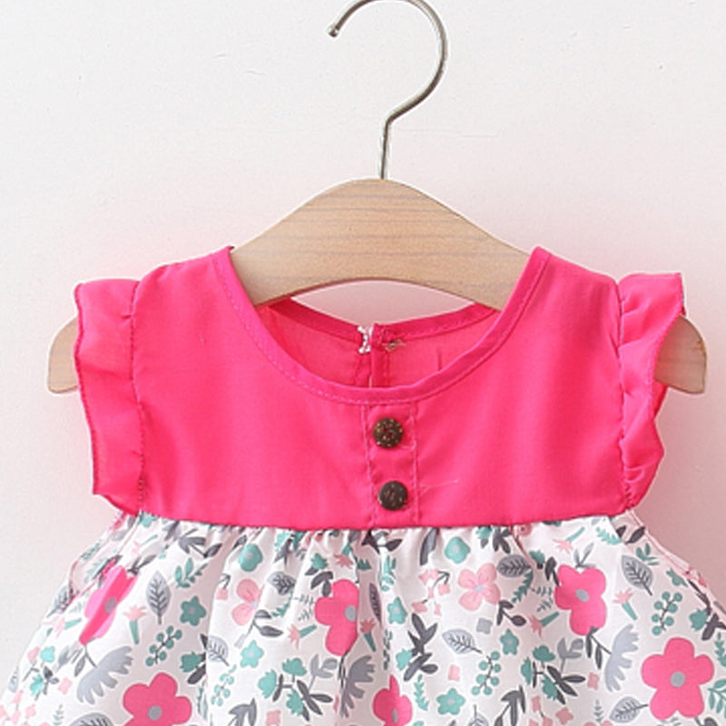 Girls Floral Printed Fit & Flare Mini Dress