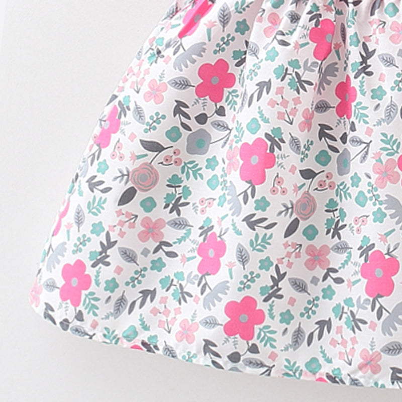 Girls Floral Printed Fit & Flare Mini Dress