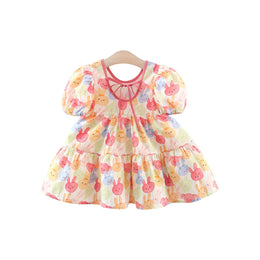 Girls Printed Fit & Flare Mini Dress