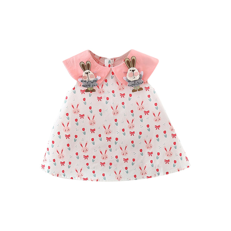 Girl Print Applique Peter Pan Collar A-Line Mini Dress