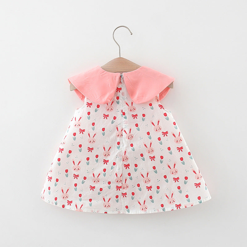 Girl Print Applique Peter Pan Collar A-Line Mini Dress