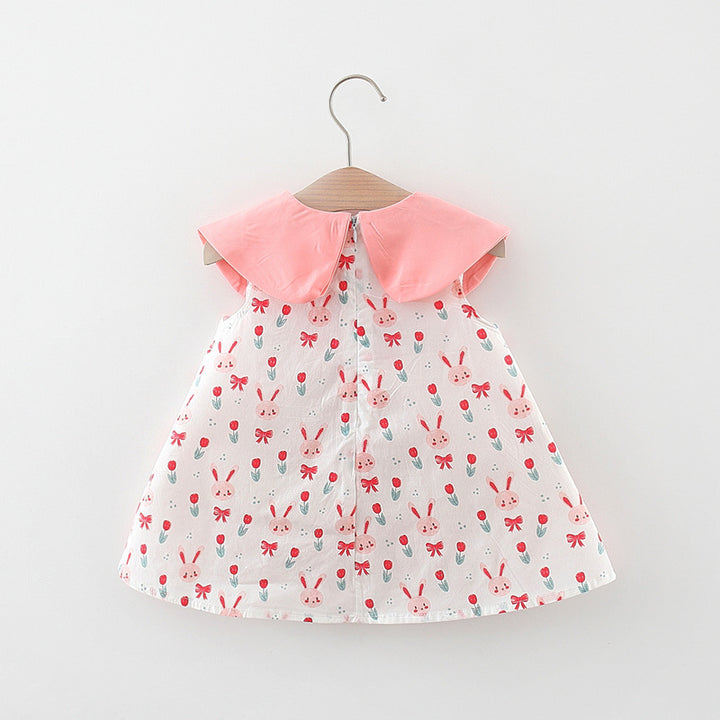 Girl Print Applique Peter Pan Collar A-Line Mini Dress