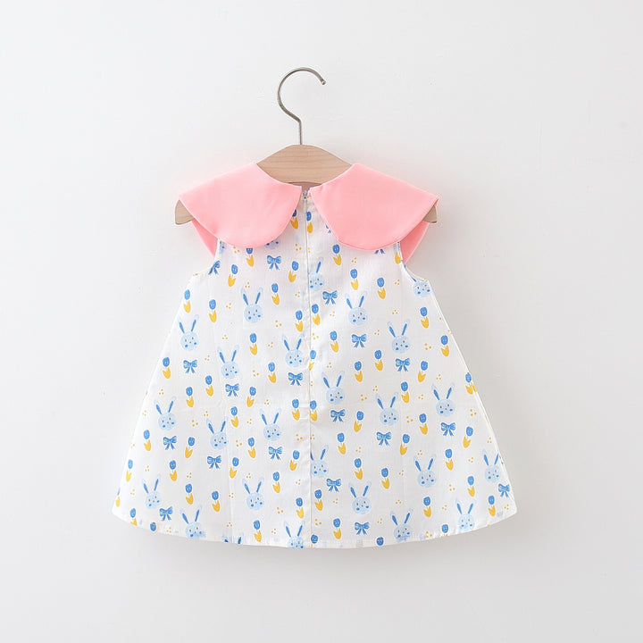 Girls Printed Applique A-Line Mini Dress
