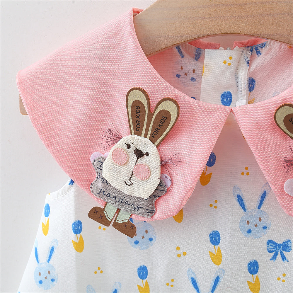 Girls Printed Applique A-Line Mini Dress