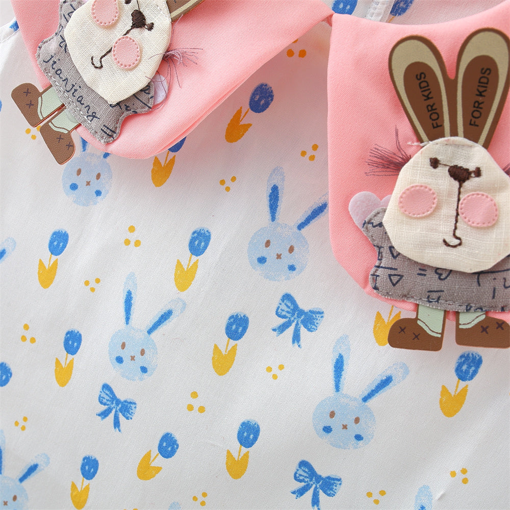 Girls Printed Applique A-Line Mini Dress